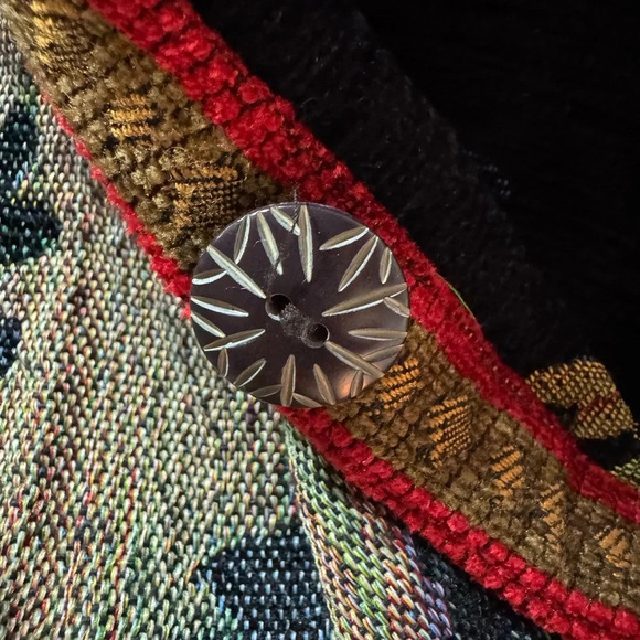 Vintage Sag Harbor Red Brown Carpet Bag Canvas Jacket Button Up Size 10 - Picture 7 of 7